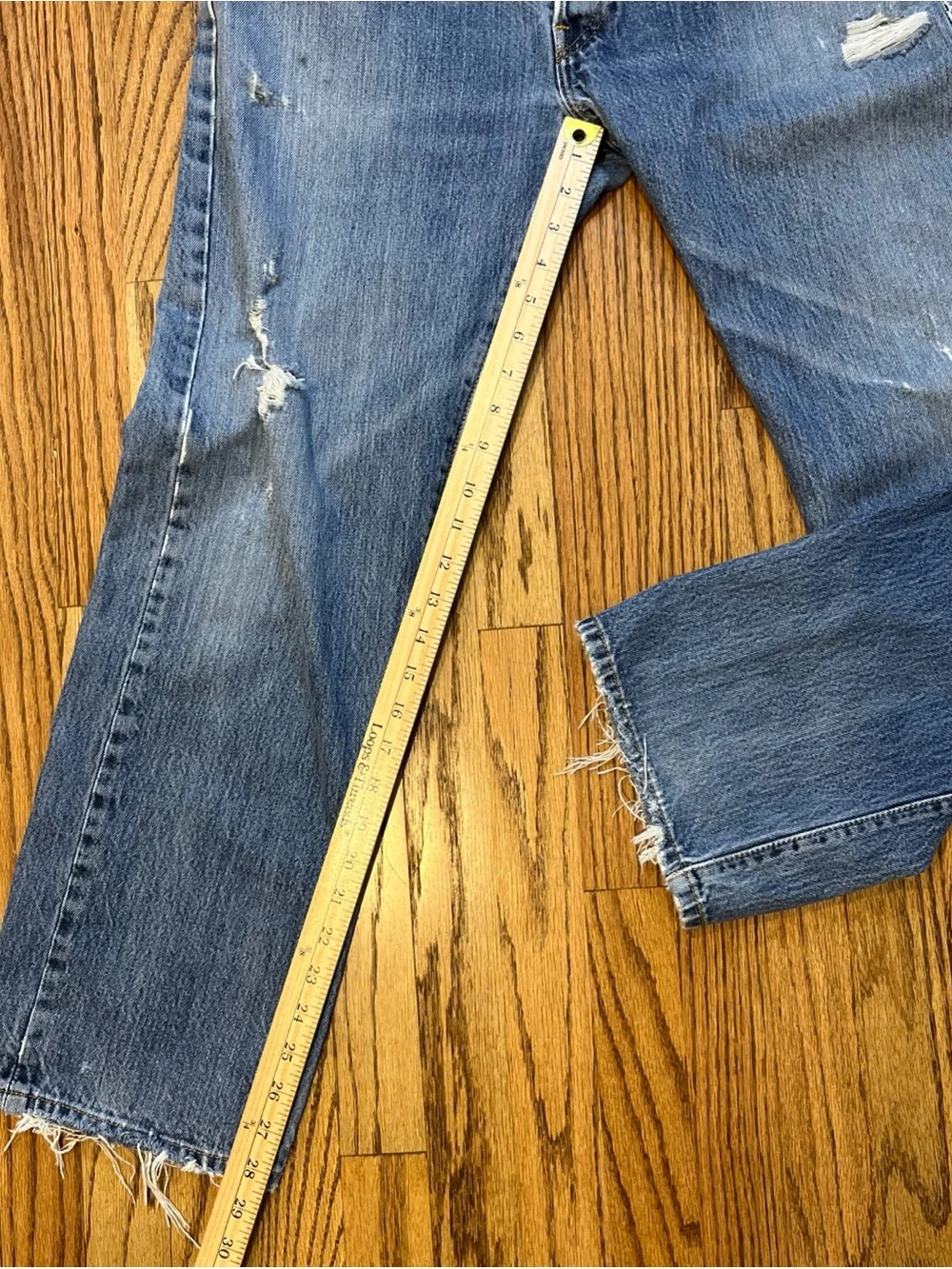 Levi's 501 Distressed Denim Jeans Made in Mexico 36x30 Stonewashed Faded Grunge